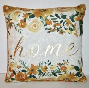 Goldgelbes Blumenmuster Dekoratives Überwurf Kissen Größe 18 mal 18 Zoll - Bild 1 von 4