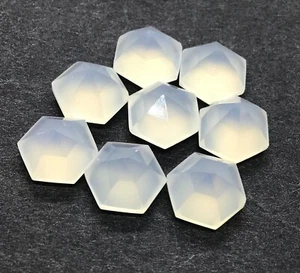 Piedra preciosa suelta corte hexagonal calcedonia blanca natural AAA para hacer todas las joyas - Imagen 1 de 16