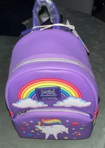 Mini zaino unicorno Loungefly Lisa Frank arcobaleno. Nuovo con etichette. Viola con nuvole - Foto 1 di 8
