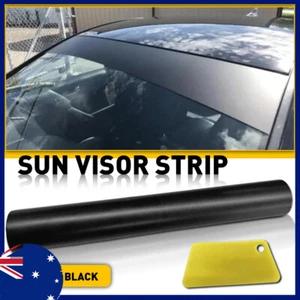 Matte Black Decal Sun Strip Windshield Shade Eyebrow Tint-Film Banner Windscreen - Picture 1 of 17