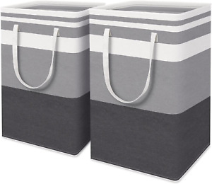 2-Pack Large Laundry Basket, Waterproof, Freestanding Laundry Hamper, Collapsibl