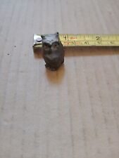 Small Brown Painted Metal Owl. With Some Age.