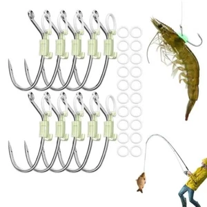 10 Piezas Ganchos Peces Herramienta Luminosos Camarones Vivos Señuelos Ganchos Atados Bueno Fuerte Alto - Imagen 1 de 12
