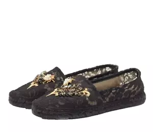 Dolce Gabbana Damen Espadrilles mit Kordelspitze und Kristallverzierung Gr. 40 - Bild 1 von 15