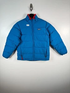 Patagonia Kids Boys Full Zip Mockneck Quilted Down Puffer Jacket Blue Sz XL 14 - Picture 1 of 11