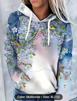 Sudadera con capucha Floral and Birds para mujer talla XL Foto 1 de 4