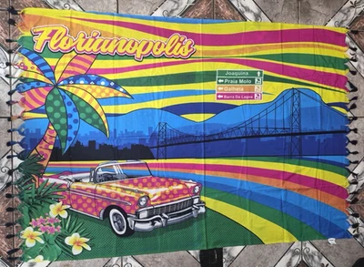 BaliBeach Florianopolis Brazil Sarong Wrap Skirt Swim Cover Up Tropical 43"x66" - Image 1 of 4