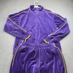 Sweatsedo Tracksuit Men Small Purple Velour Jacket Pants Zip LA Lakers Plush Set - Picture 1 of 19