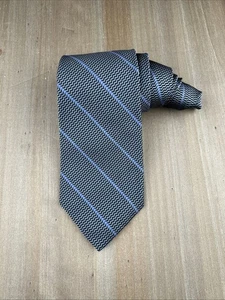 ROBERT TALBOTT Best of Class Silk Tie Designer Geometric Black/Blue Strip W4xL57 - Picture 1 of 5