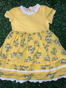 Matilda Jane Girl’s Size 6 - Stay Golden Yellow Floral Dot Crochet Trim Dress - Picture 1 of 10