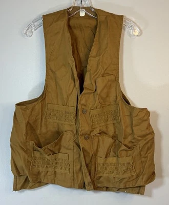 Vintage Hunting Vest Tan Men’s XL 100% Cotton Sporting Shooting Button Pockets - Image 1 of 4