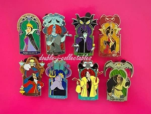 Disney Parks 2024 Villains Portraits Windows Mystery 8 Pin Set Hades Maleficent - Picture 1 of 2