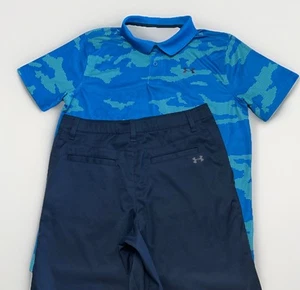 Boys Under Armour Polo Shirt & Golf Chino Shorts Sz YXL 18 Casual Outfit - Picture 1 of 10