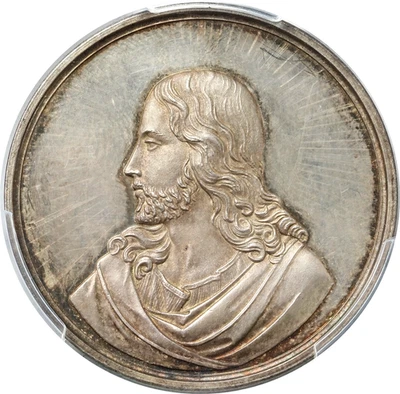 1800, Germany, Augsburg. Silver Religious Christian Baptismal Medal. PCGS MS-63! - Image 1 of 4