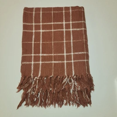 April Nemeth Little Korboose Rust Windowpane Plaid Woven Throw Blanket 50inx60in - Image 1 of 3