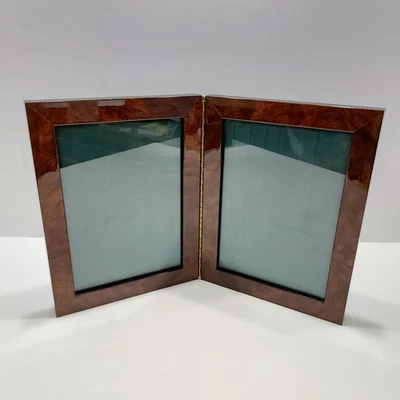 Double Picture Frame Burl Veneer 6-1/2" x 4-1/2" - Image 1 of 4