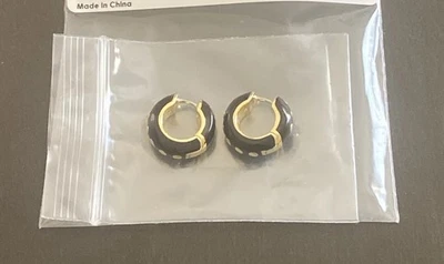 Gorjana Asher Huggies Black Earrings 18K Gold Plated 249-002-280-G - Image 1 of 4