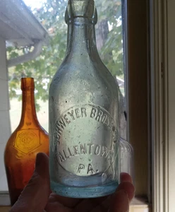 ALLENTOWN,PA SCHWEYER BROS & CO 1890 BLOB TOP SODA BOTTLE - Picture 1 of 10
