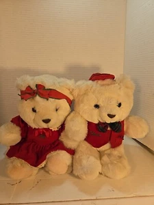 Vintage Polar Pal Kids Girl "Joy" & Boy "Chris" Plush Bears Christmas 13" Tall - Picture 1 of 7