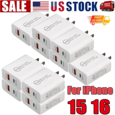 IPhone 16 15 13 12 11  20W Fast Charger Block USB Type C Wall Power Adapter Lot - Image 1 of 4