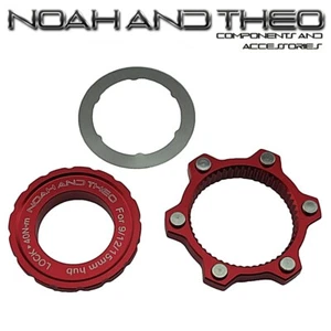 IS 6 bolt to Centre Lock Adapter Center 9mm 12mm 15mm Hub RED - Picture 1 of 3