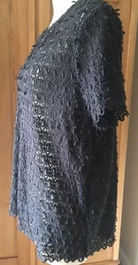 Banana Republic Black Short Sleeve Sheer Teardrop Top Scallop Trim XL - Imagen 1 de 10