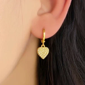 18K Yellow Gold Filled Women Fashion Stylish Hoop Huggie Earrings - Picture 1 of 2