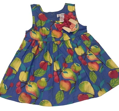 Vestido Vintage RARO Gymboree French Country Pears Niñas XS 9-24 Mo 1997 Fruta Nuevo con Etiquetas Foto 1 de 4