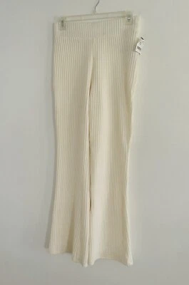 Forever 21 Juniors Girls Ivory  Ribbed Flare Hem Stretch Pants Size Medium - Image 1 of 4