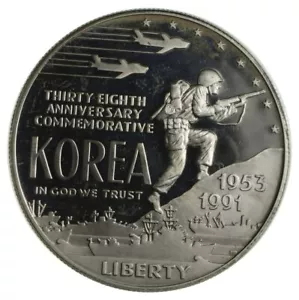 Proof 1991 Korean Korea War Silver - US Commemorative 90% Silver Dollar - Picture 1 of 2