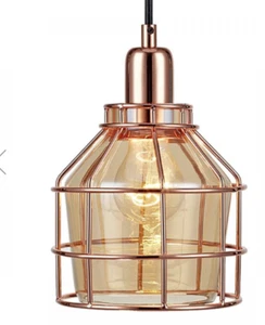 Bellezza Mini Pendant Lamp Rose Gold Metal Caged Hanging Lighting 6" Steampunk - Picture 1 of 6