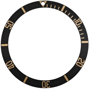 BLACK & GOLD BEZEL INSERT - Ø 39.8 / 32.3 MM WRISTWATCH WATCH PART - OLD STOCK - Picture 1 of 2