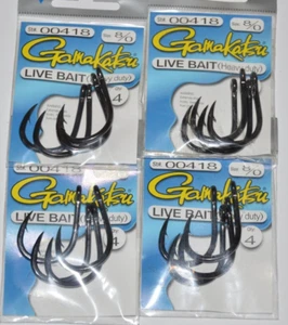 4 packs gamakatsu live bait hooks heavy duty size 8/0 forged heavy wire 00418 - Picture 1 of 3