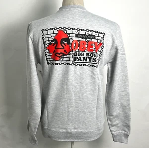 Obey Men's Crew Sweatshirt Big Boy Pants Heather Ash Grey Size S NWT Andre - Picture 1 of 2