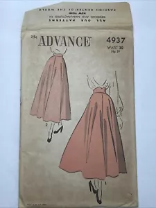 Advance Pattern 1940s Skirt With Belt 4937 Waist 30 Hip 39 AP7 - Picture 1 of 5
