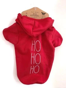 Rar Dunn RED HO HO HO Medium Dog HOODIE Sweatshirt M 17-20 inches NWT New - Picture 1 of 3