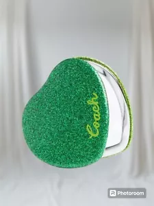 NEW Rare Coach Glitter Heart Compact Mirror - Glitter Green - CU755 - Picture 1 of 2