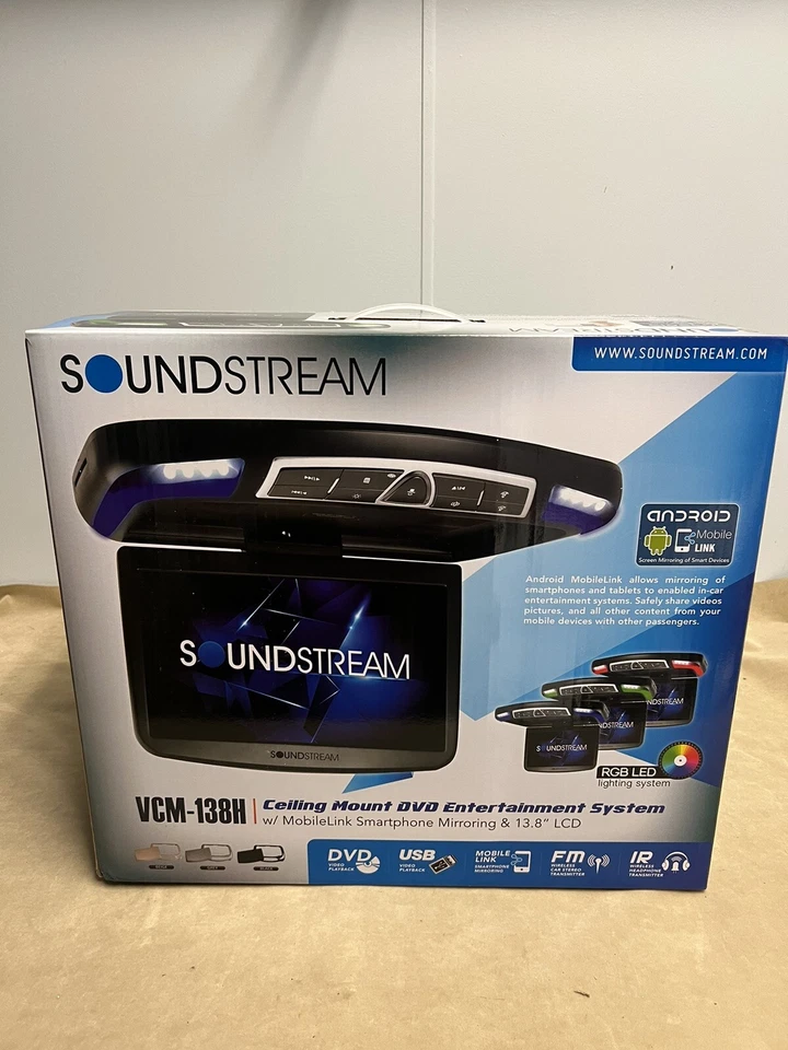 Soundstream VCM-138H 13.8" Overhead Flip Down LCD DVD Player Android Mobile Link - Image 1 of 4