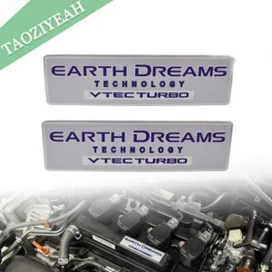 2pcs VTEC Turbo Eearth Dreams Technology Rear Trunk Emblem Badge Decal Sticker - Picture 1 of 2