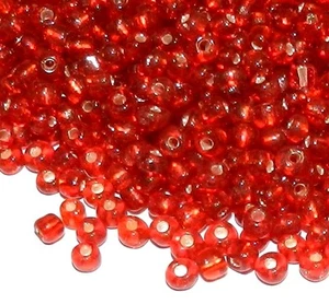 SB17 Red Silver Lined 6/0 4mm Rondelle Glass Seed Beads 1oz - Picture 1 of 1
