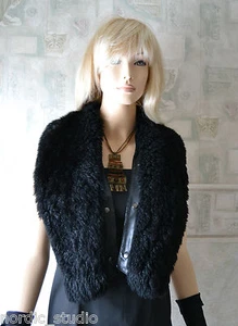 VTG Genuine OPOSSUM FUR COLLAR Wrap Scarf for Coat or Jacket, black - Bild 1 von 6
