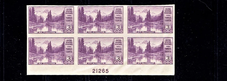1935 U.S.SPECIAL PRINTING Mt Rainier  IMPERF Blk of 6 Sc#758 M/NH/NG as Issued - Image 1 of 1