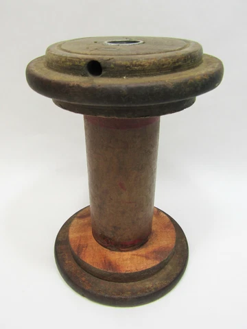Vintage Large 7" Wooden Industrial Textile Bobbin Spool Sewing Crochet Notion Cover
