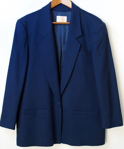 Vintage Pendleton Womens Pure Virgin Wool Blazer Size 16 Navy Blue Jacket Lined - Picture 1 of 9