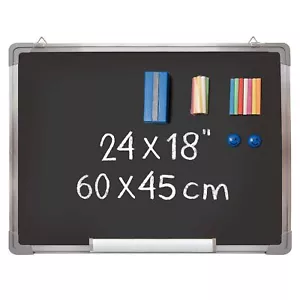 Chalkboard Set - Framed Black Board 24 x 18 inch with 1 Magnetic Eraser, 14 C... - Picture 1 of 6