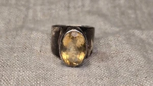 Vintage STARBORN BIG NATURAL CITRINE Sterling Silver Ring Sz 7.50 - Picture 1 of 14