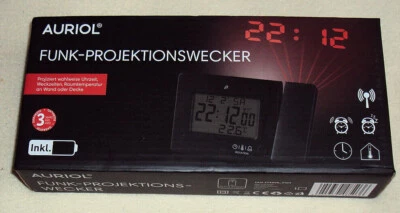 Funk-Projektionswecker LC-Display Temperaturanzeige Funkwecker Wecker schwarz - Bild 1 von 3
