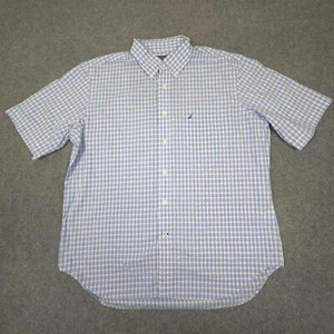 Nautica Shirt Mens XLARGE Blue Short Sleeve Button up wrinkle resistant Size XL - Picture 1 of 10