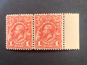 Australia - George V - Engraved- 1913 - 1d - Red - Double - MINT - Picture 1 of 2