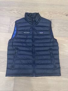 Patagonia Mens Down Sweater Vest Puffer Zip Up Size Large Navy Blue L